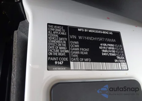 2024 Mercedes-Benz Sprinter 2500 High Roof 4-Cyl Diesel Ho z USA, uszkodzony, nr VIN W1Y4NDHY5RT158684